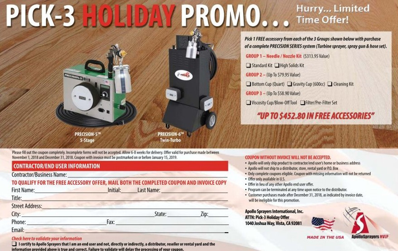 Apollo Sprayers HVLP Precision-5 Turbine Paint Spray System, 7700QT Spray Gun & 27' Hose