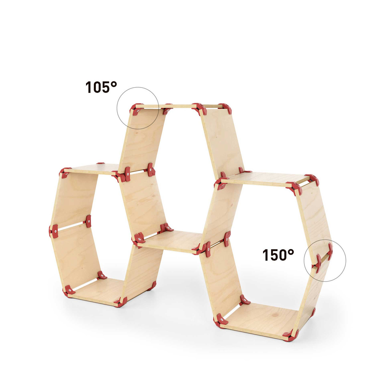 PlayWood Connector for Tool-Free Modular Pop-Up Hexagonal Storage Assembly