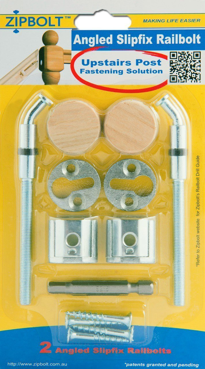 Zipbolt Angled Slipfix Railbolts - Connect Angled Handrail to Newel, 1 Pack