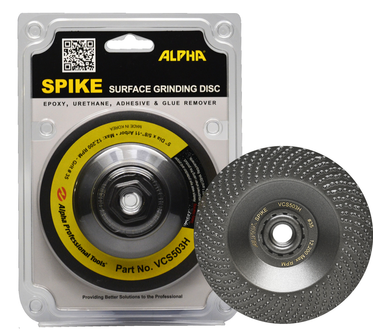 ALPHA SPIKE Grinding Disk VCS503H 5 in Dia x 5/8-11 Epoxy urethane Glue Remover