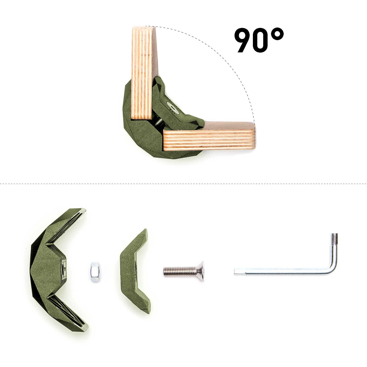 PlayWood Connector for Tool-Free Furniture & Storage Assembly 90-Deg Mil. Gr. 12PK