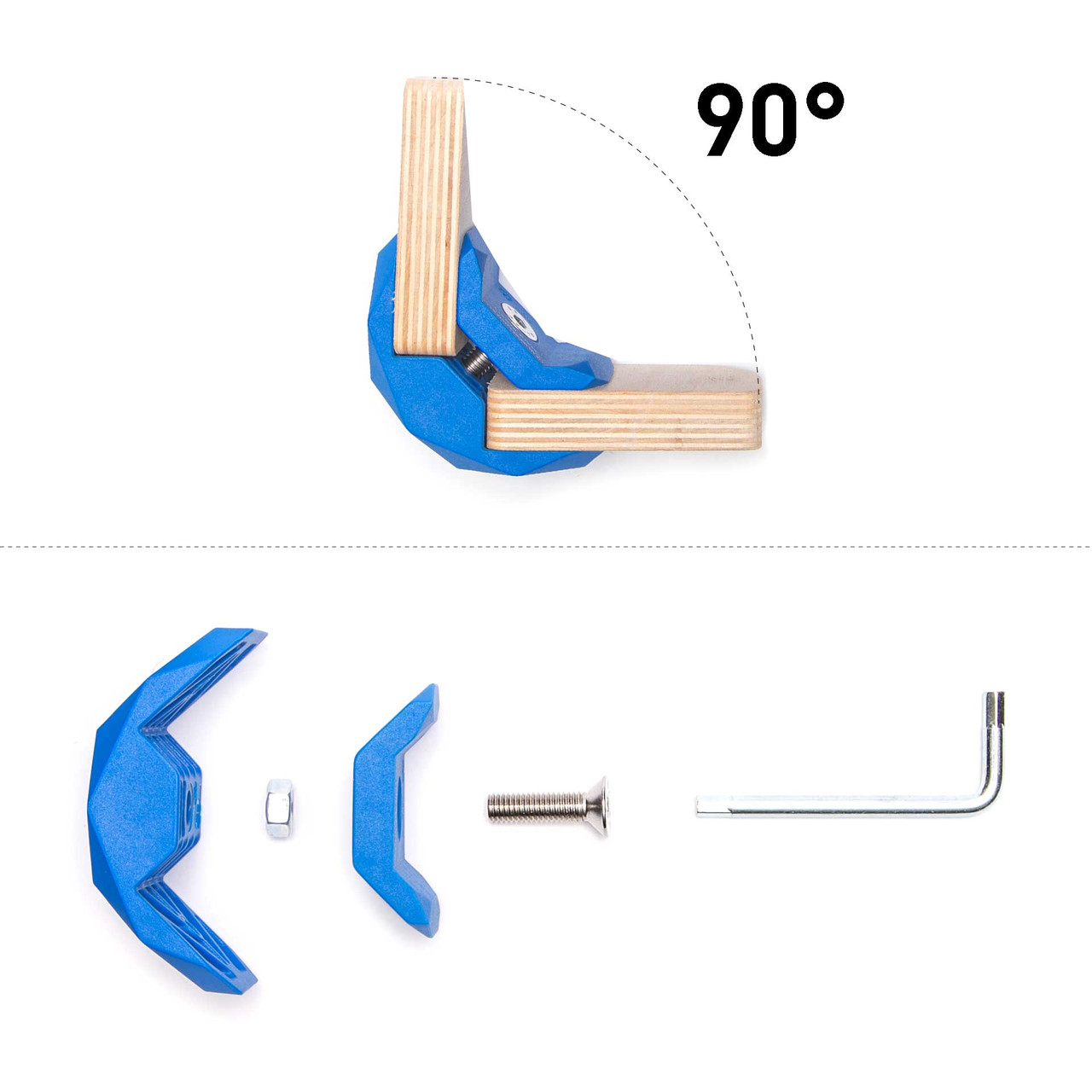 PlayWood Connector Tool-Free Furniture & Storage Assembly 90-Deg Blue 6PK