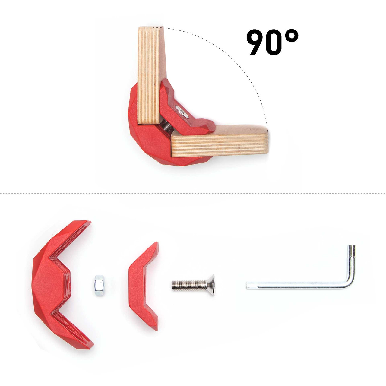 PlayWood Connector for Tool-Free Furniture & Storage Assembly 90-Deg Red 6PK