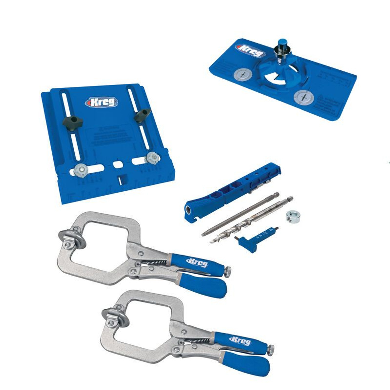 Kreg Cabinet Hardware Installation + Pocket Hole Jig Kit + two face clamp set