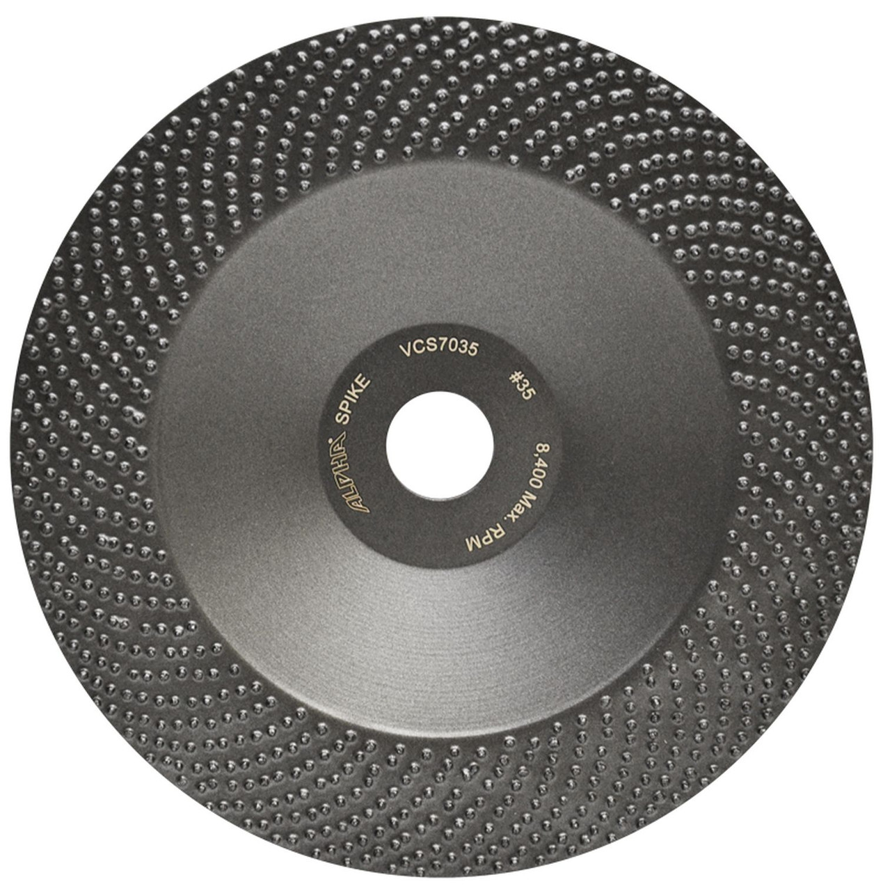 ALPHA SPIKE DISC 7" Dia x 7/8" Arbor Max Grit 35 Removes Epoxy
