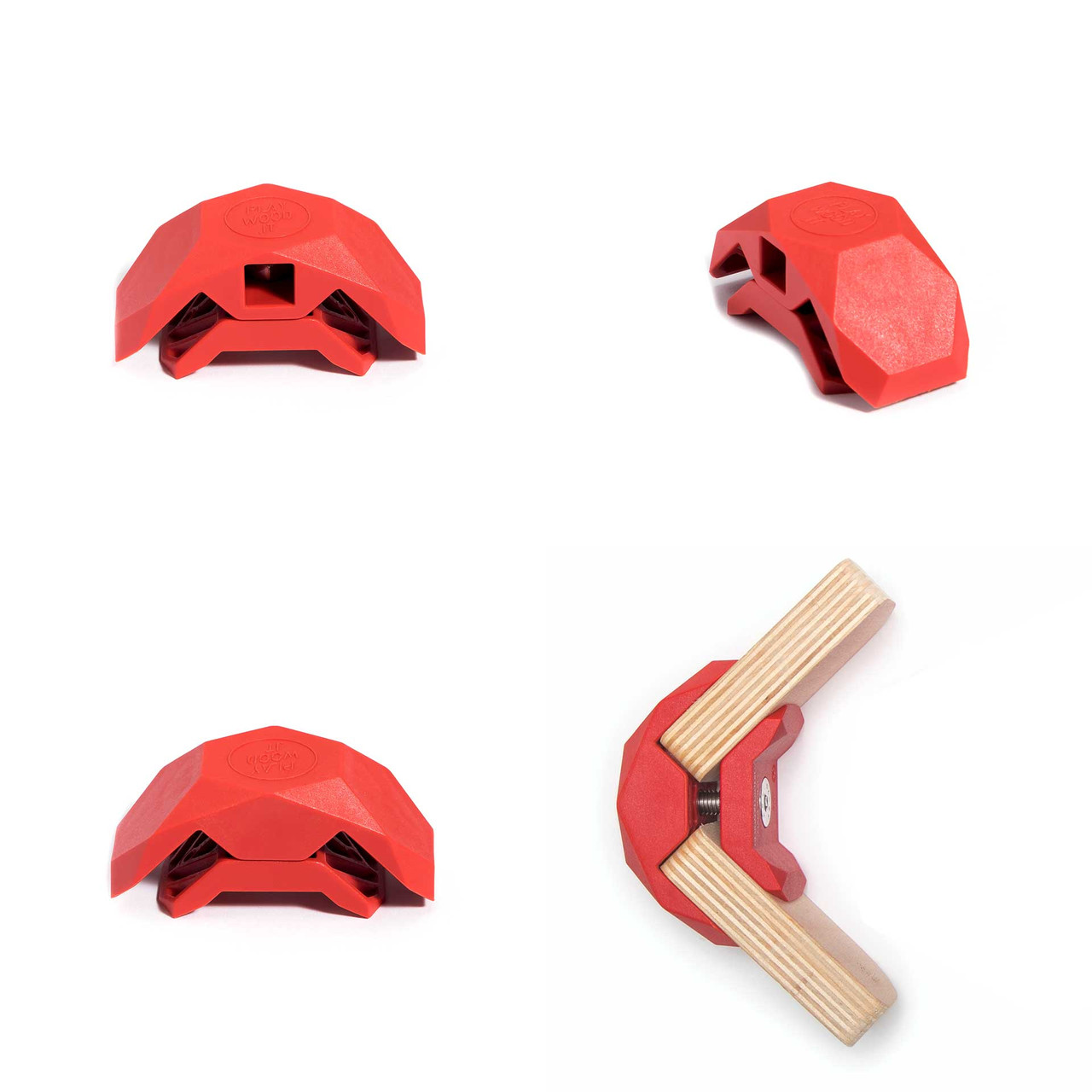 PlayWood 4pcs 90 connectors. Hi-tech plastic clamps for joining