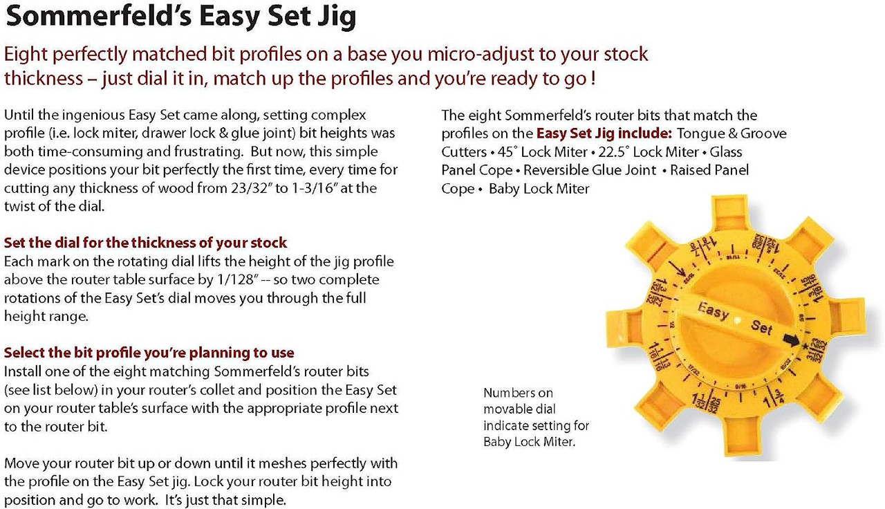 Sommerfeld's Easy Woodworking Routerbit Set Up Jig