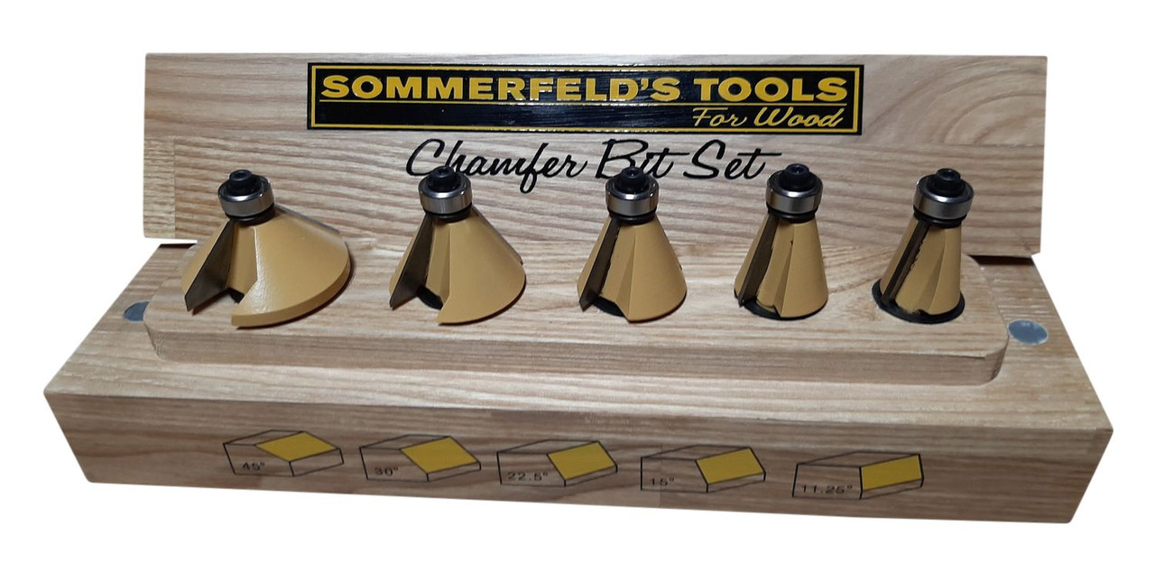 05001 Sommerfeld's 5 Piece Woodworking Bevel and Chamfer Set 1/2-Inch Shank 