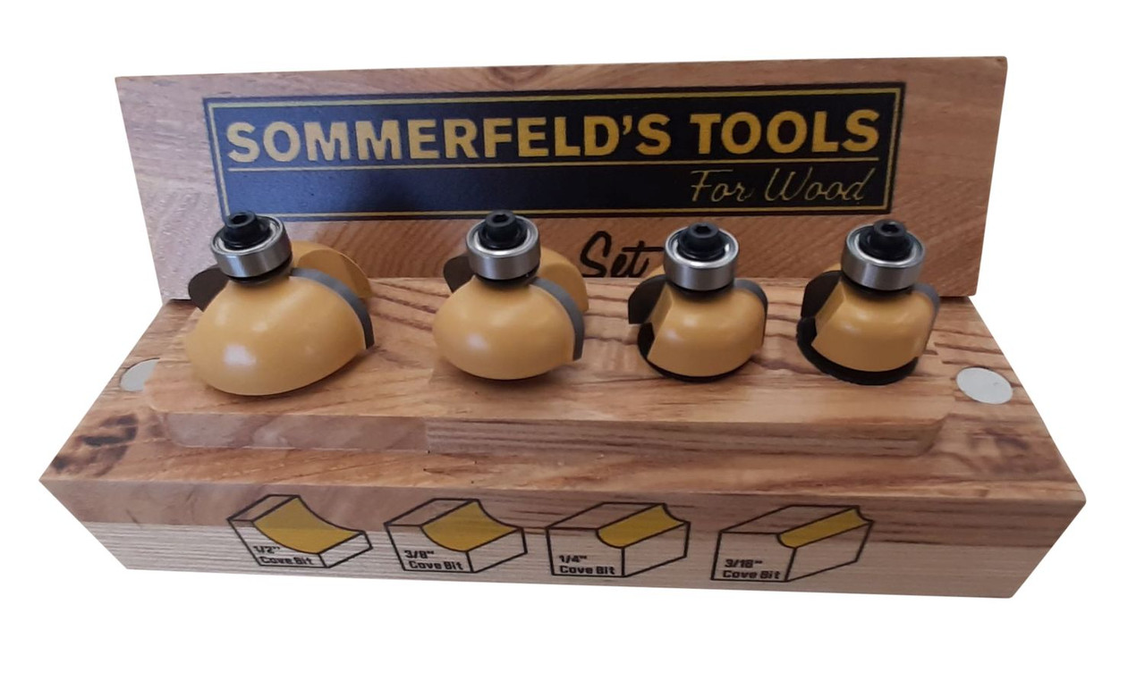 Sommerfeld's 8 Piece Cove and Roundover Bit Set 20023 1/2 inch shank For hand held router motors and Router Tables