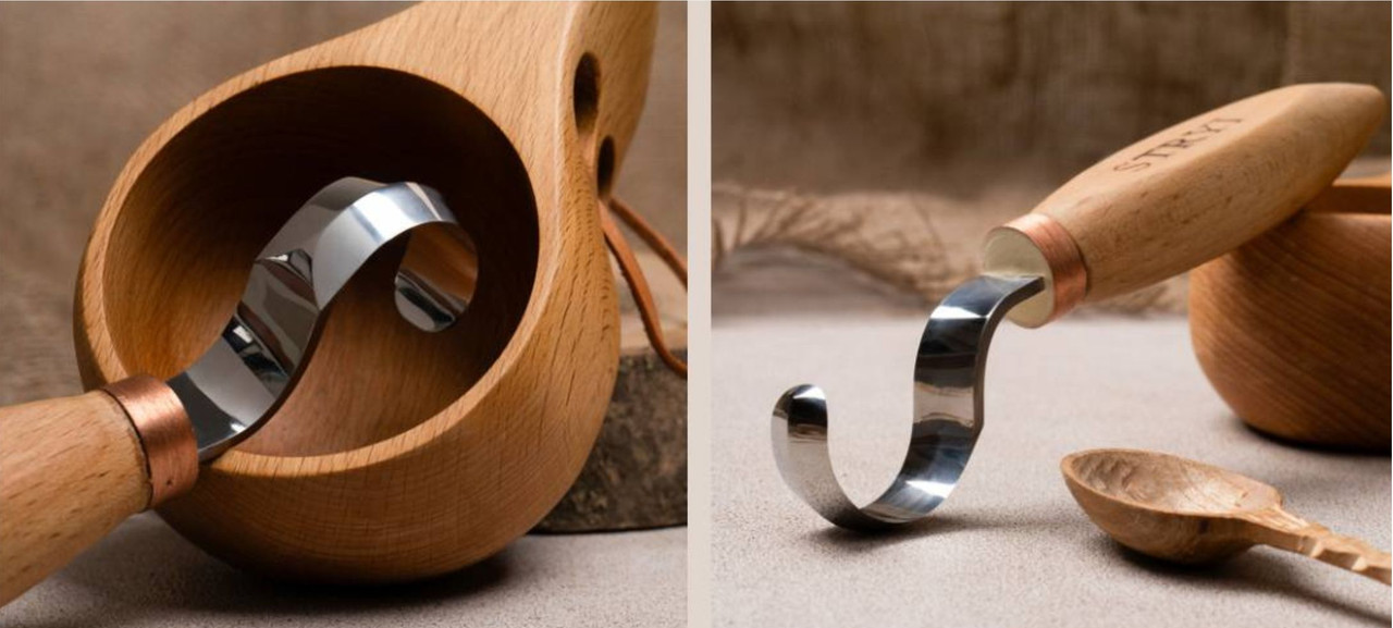 STRYI Spoon carving tool Hook knife 35mm double-sided sharpening Spoon knife