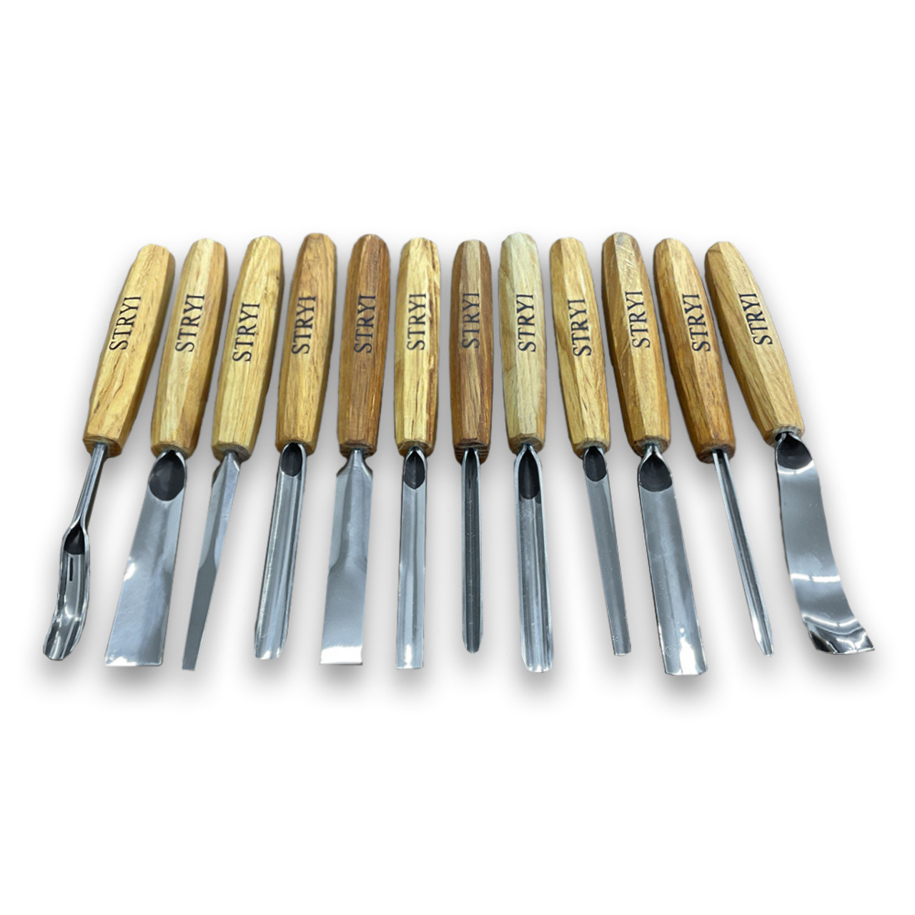 STRYI Wood carving tools set for relief carving 12pcs. Hand sharpened by tool Artisans in Ukraine. STRYI Wood carving tools set for relief carving 12pcs. Hand sharpened by tool Artisans in Ukraine.