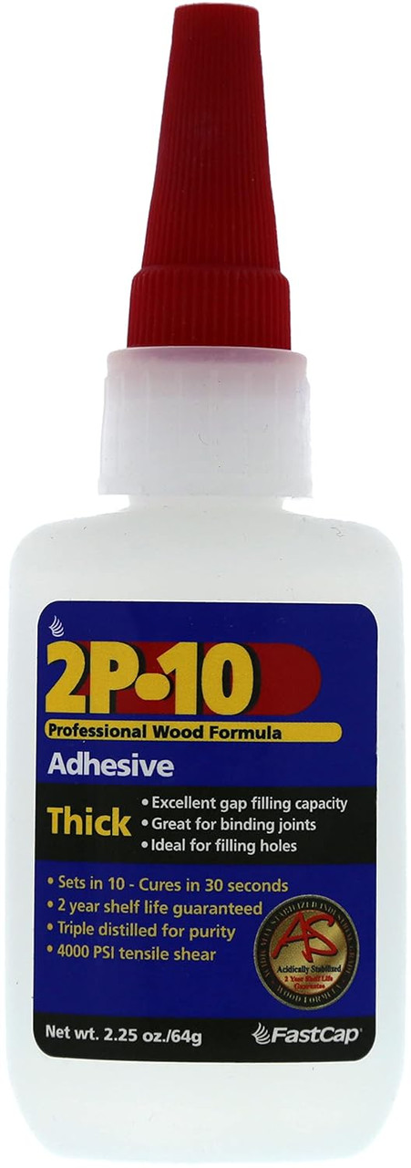 FastCap 2P-10 - Thick  Industrial Strength Heavy-Duty Super Glue - CA (Cyanoacrylate Adhesive) - 2.25 oz/64g. Perfect Gap Filling Projects. 2-Part Adhesive. Activator Sold Separately (1-Bottle)