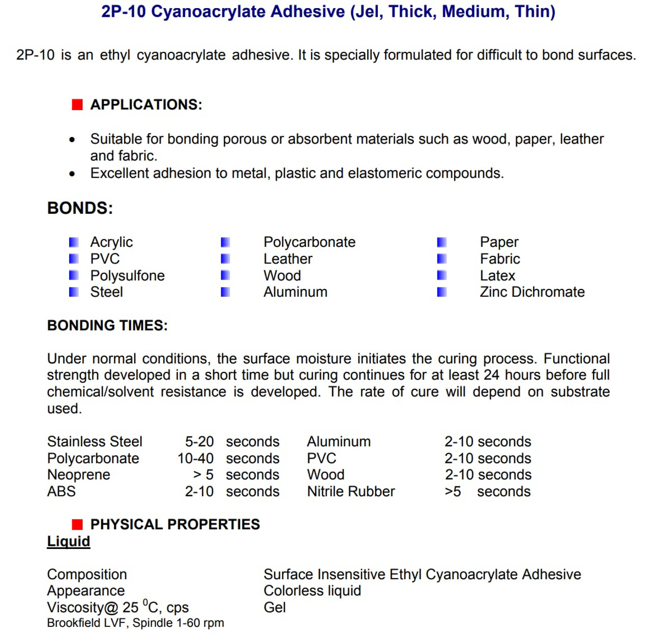 FastCap 2P-10 - Thick  Industrial Strength Heavy-Duty Super Glue - CA (Cyanoacrylate Adhesive) - 2.25 oz/64g. Perfect Gap Filling Projects. 2-Part Adhesive. Activator Sold Separately (1-Bottle)
