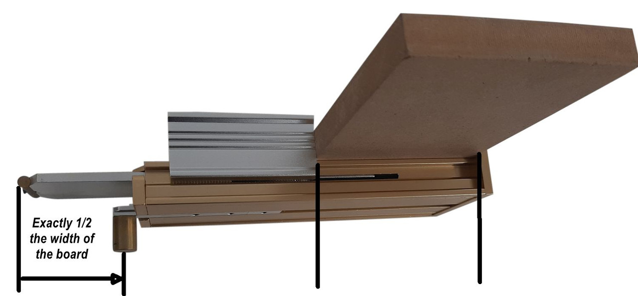 Prazi Router Table Fence Positioning System.  Perfect centering on your lock miter bit.  Find the exact center of your work piece on your router table.  Great for raised panel router bits