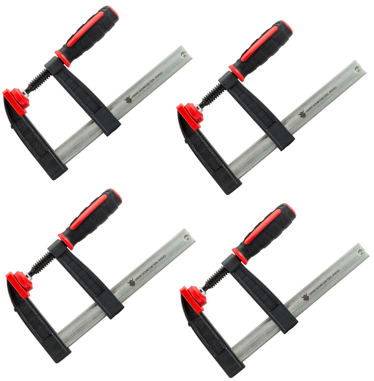 VMTW F style easy open and close steel bar clamp with cast Iron jaws  3-1/4 throat 6-3/8 open   4 pack
