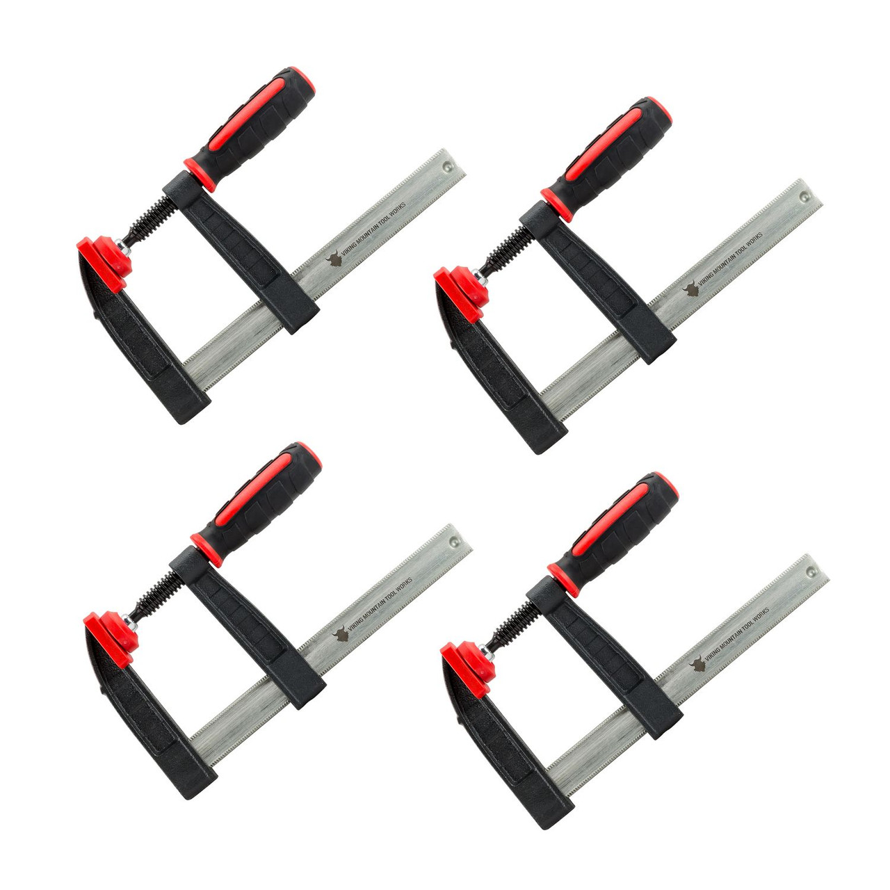 VMTW F style easy open and close steel bar clamp with cast Iron jaws  3-1/4 throat 6-3/8 open   4 pack