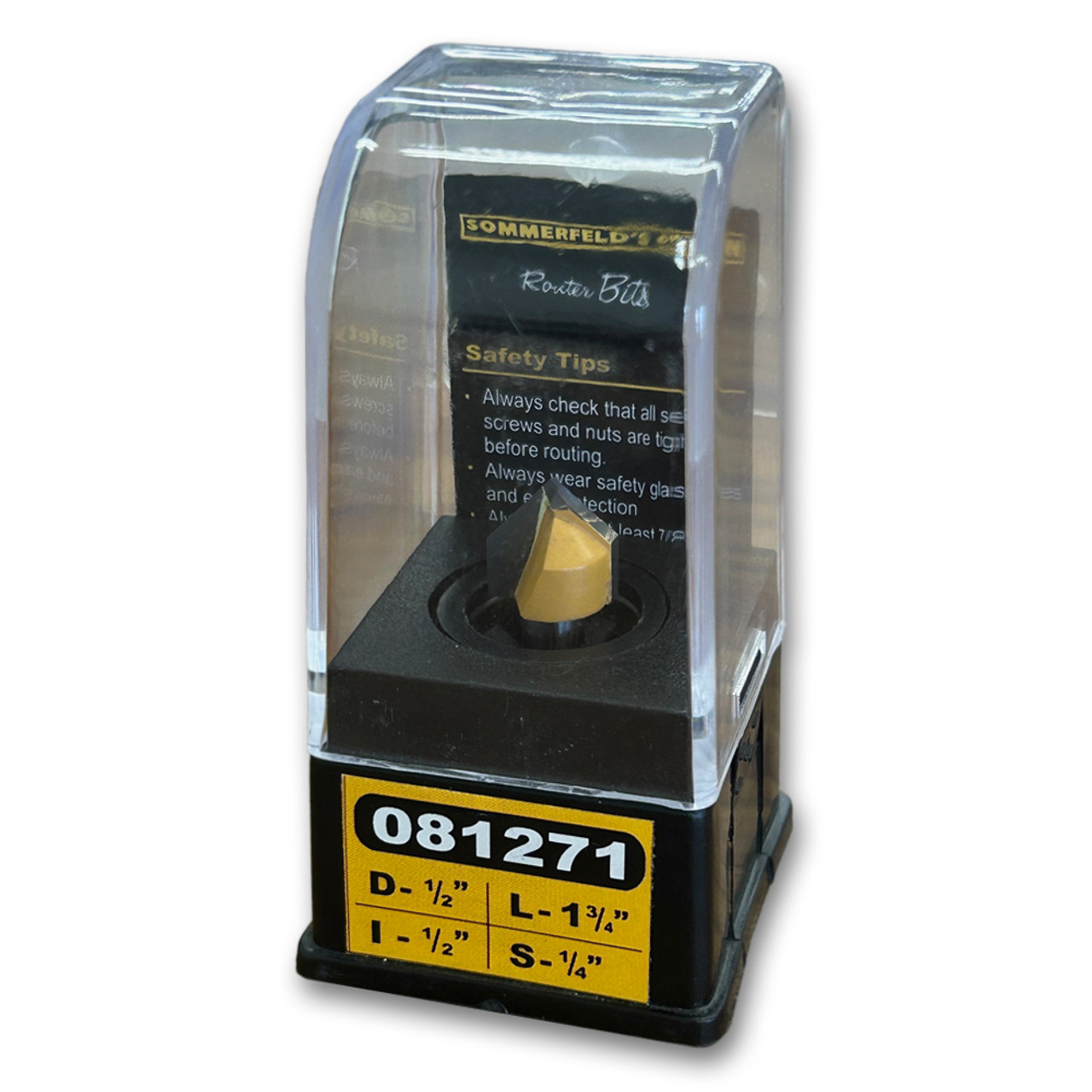 Sommerfeld V-Groove Rout Bit Woodworking Tool 90*CA 1/2CD,1/2CL,1-3/4OL,1/4SH