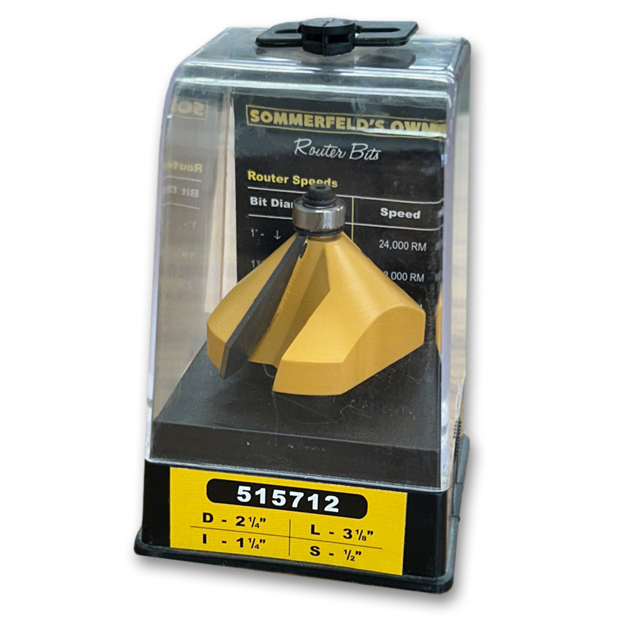 Sommerfeld Chamfer Router Bit Tool w/Bearing 45CA,2-1/4CD,1-1/4CL,3-1/8OL,1/2SH