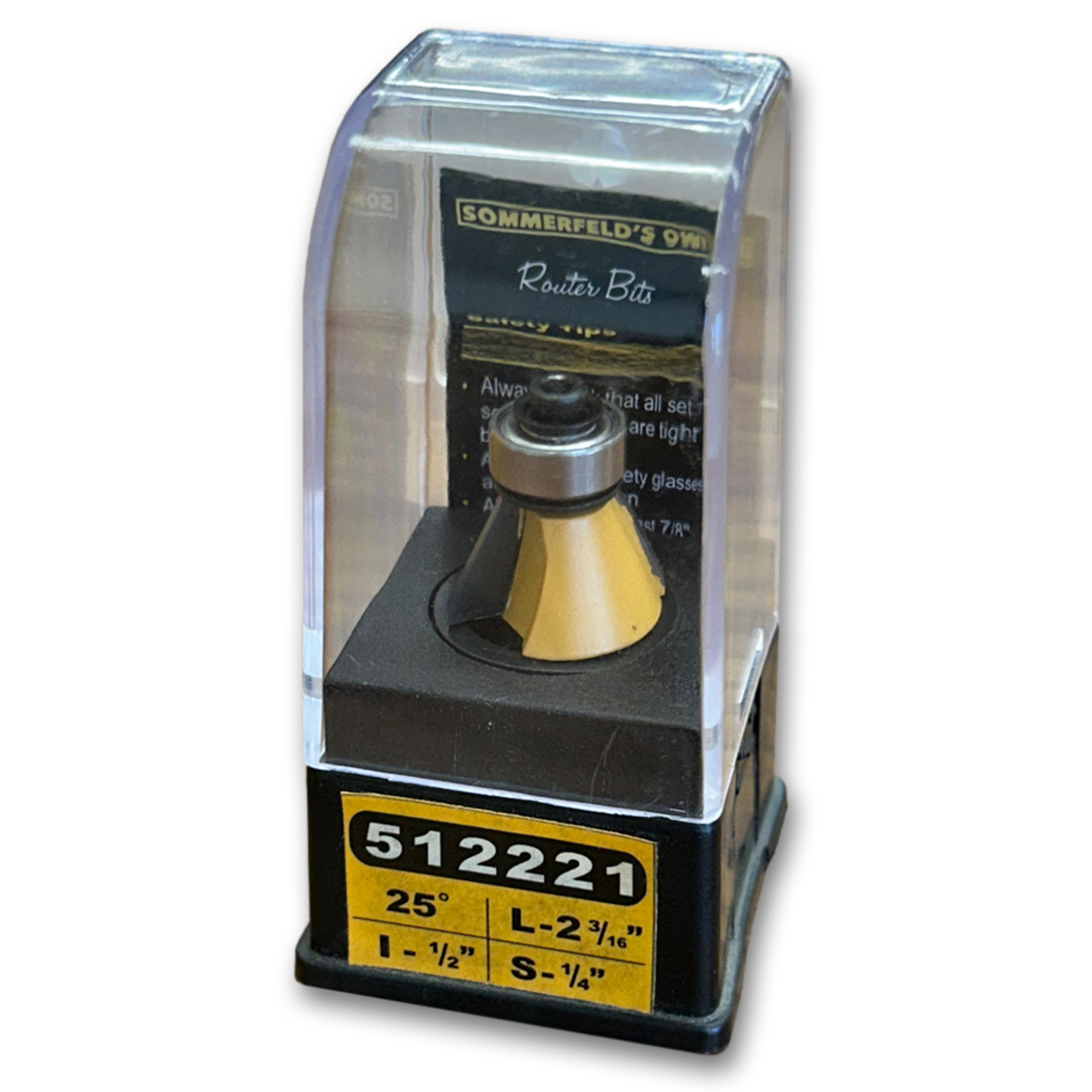 Sommerfeld Chamfer Router Bit Tool w/Bearing 25CA,7/8CD,1/2CL,2-3/16OL,1/4SH