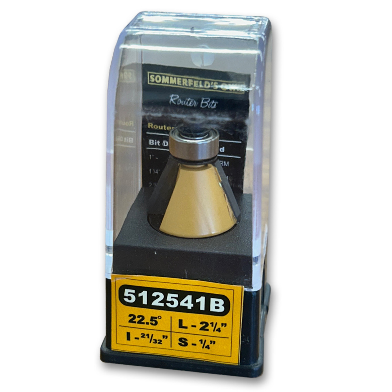 Sommerfeld Chamfer Router Bit Tool w/Bearing 22.5CA,1CD,21/32CL,2-1/4OL,1/4SH