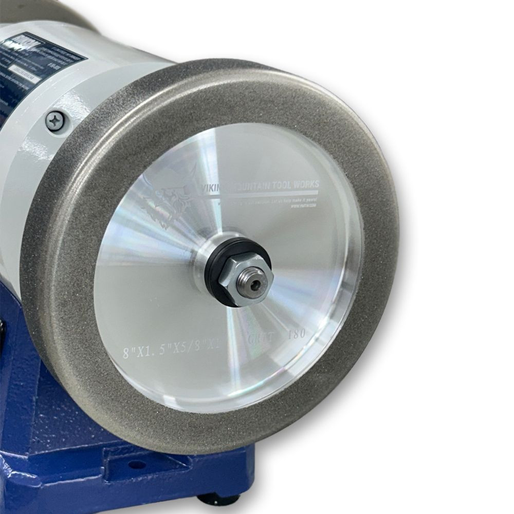 VMTW 180 + 600 grit 8 inch CBN Grinding Wheels on a RIKON Power Tools 80-808M 1 HP  Slow Speed Bench Grinder