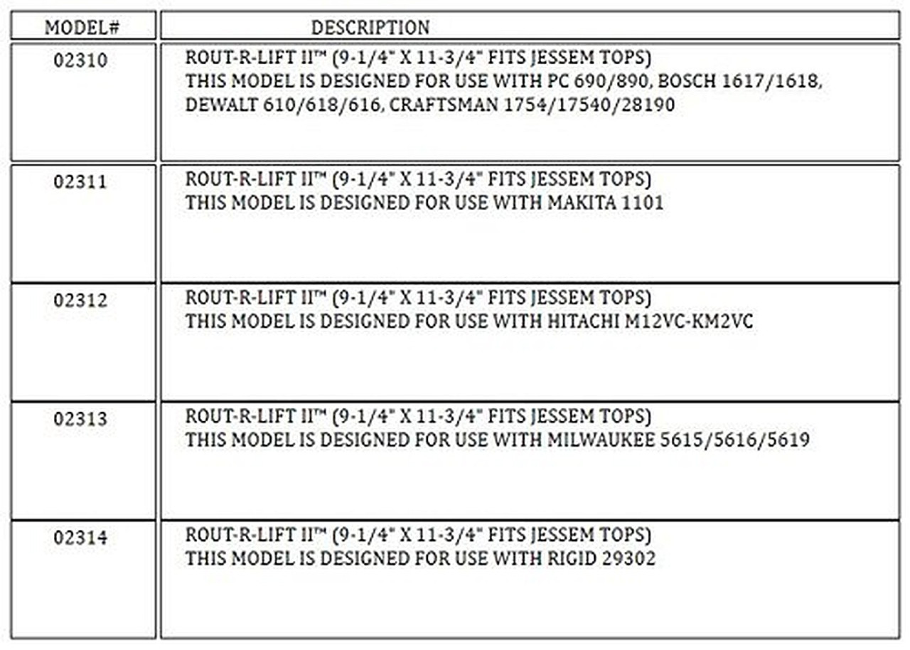JessEm 02310 Rout-R-Lift II Router Lift For 3-1/2 in. Diameter Router Motors