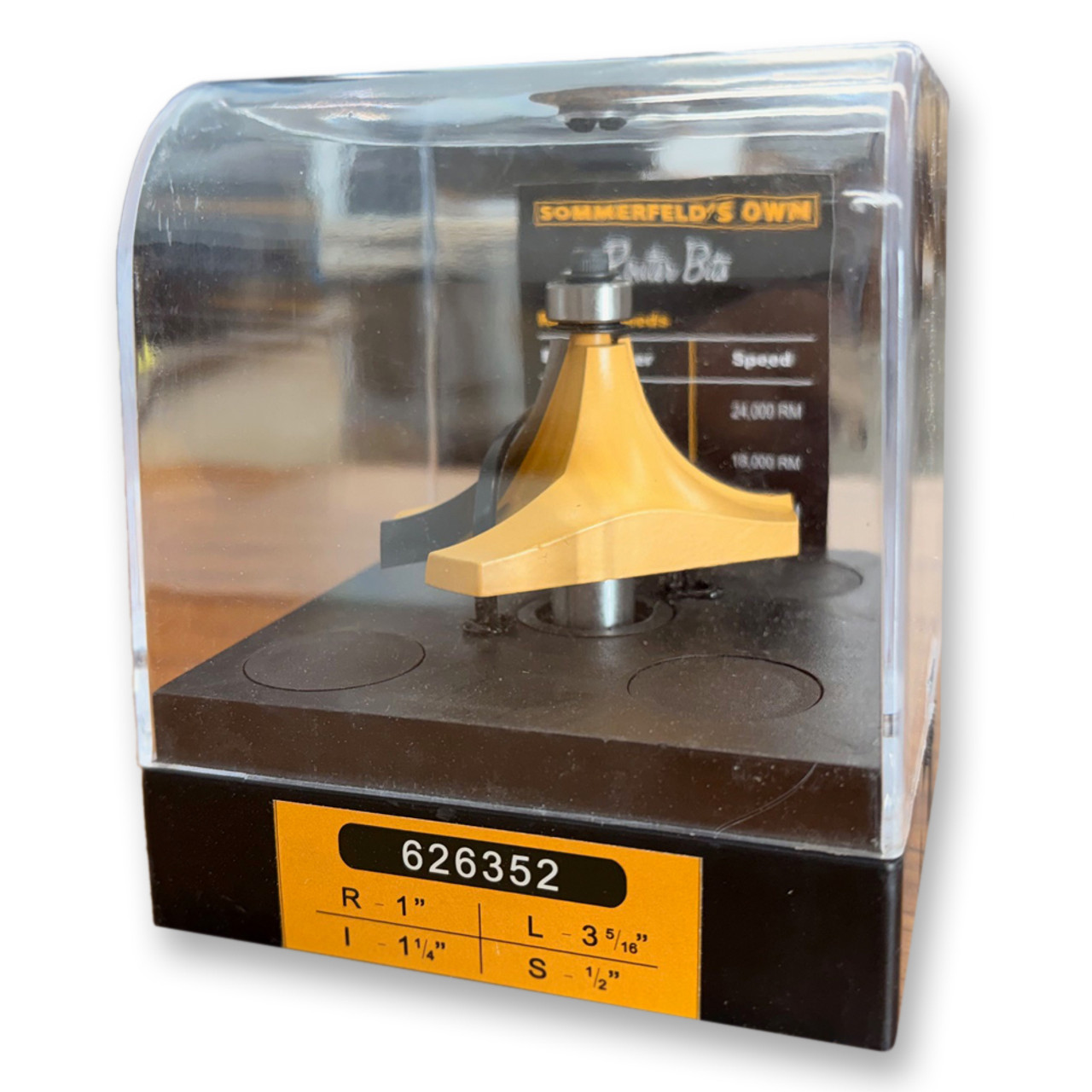 Sommerfeld Roundover Router Bit Woodworking Tool w/Bearing1CR,2-1/2CD,1-1/4CL,3-5/16OL,1/2SH