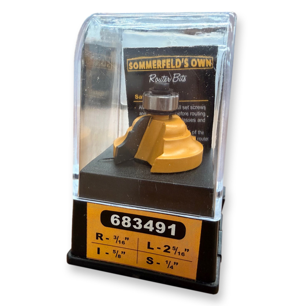 Sommerfeld Classical Router Bit Woodworking Tool 3/16CR.1-3/8CD,5.8CL,2-5/16OL,1/4SH,1/2Bearing