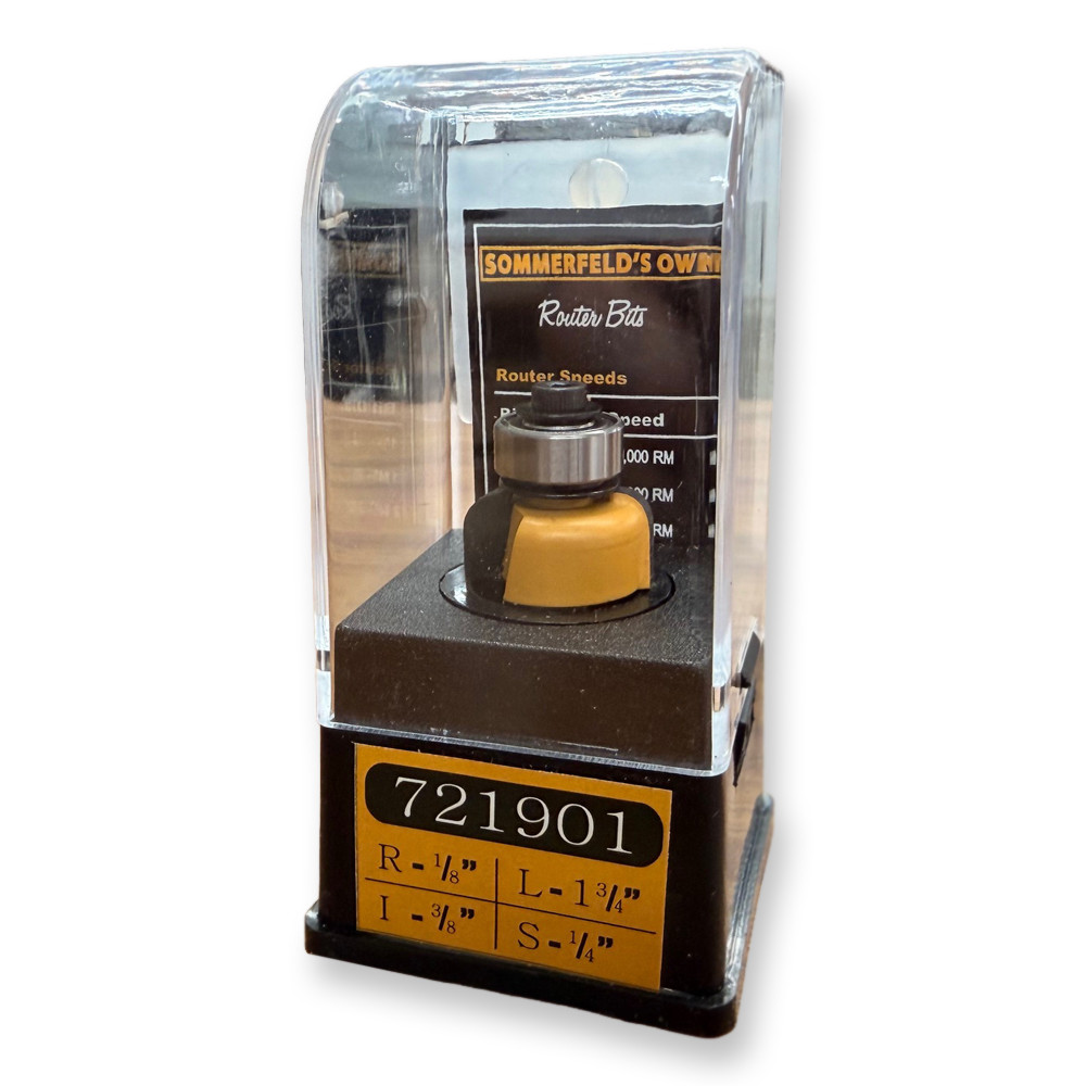 Sommerfeld Cove Router Bit Woodworking Tool w/Bearing 1/8CR,3/4CD,3/8CL,1-3/4OL,1/4SH