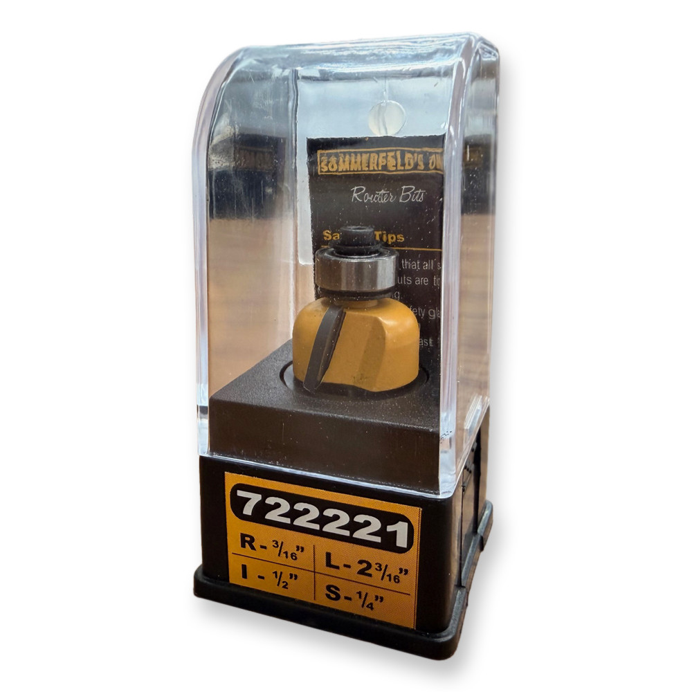 Sommerfeld Cove Router Bit Woodworking Tool w/Bearing 3/16CR,7/8CD,1/2CL,2 3/16,1/4SH