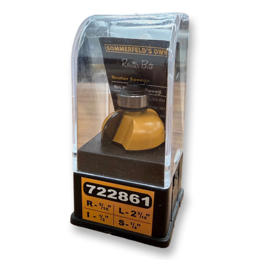 Sommerfeld Cove Router Bit Woodworking Tool w/Bearing 5/16CR,1 1/8CD,1/2CL2  3/16OL,1/4SH
