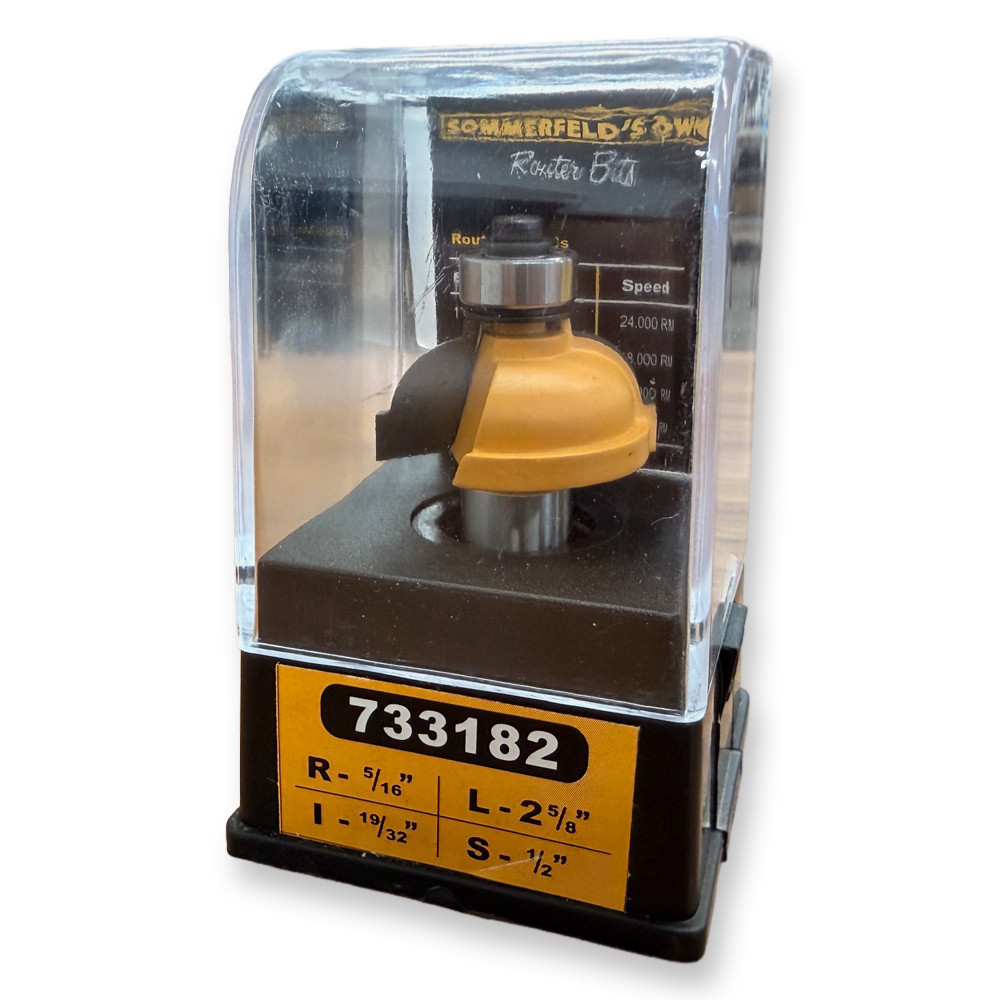 Sommerfeld Cove Router Bit Woodworking Tool w/Fillet w/1/2Brg 5/16CR,1 1/4CD,19/32CL,2 5/8OL,1/2SH