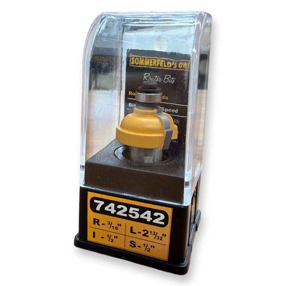 Sommerfeld Cove Router Bit Woodworking Tool w/Fillet w/3/8Brg3/16CR,1CD,1/2CL,2 13/32OL,1/2SH