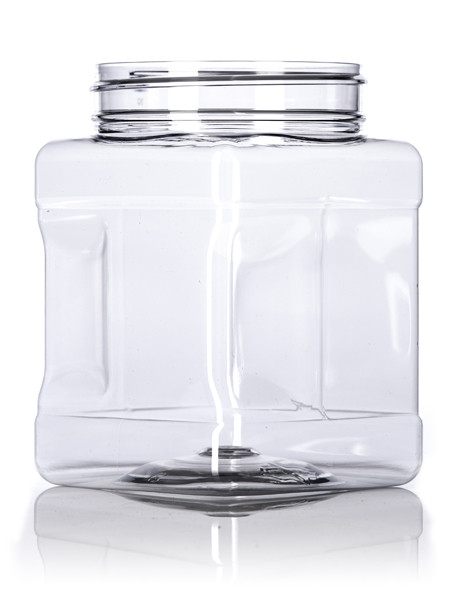 32-Ounce Square Plastic Jars (4-Pack) with black lids