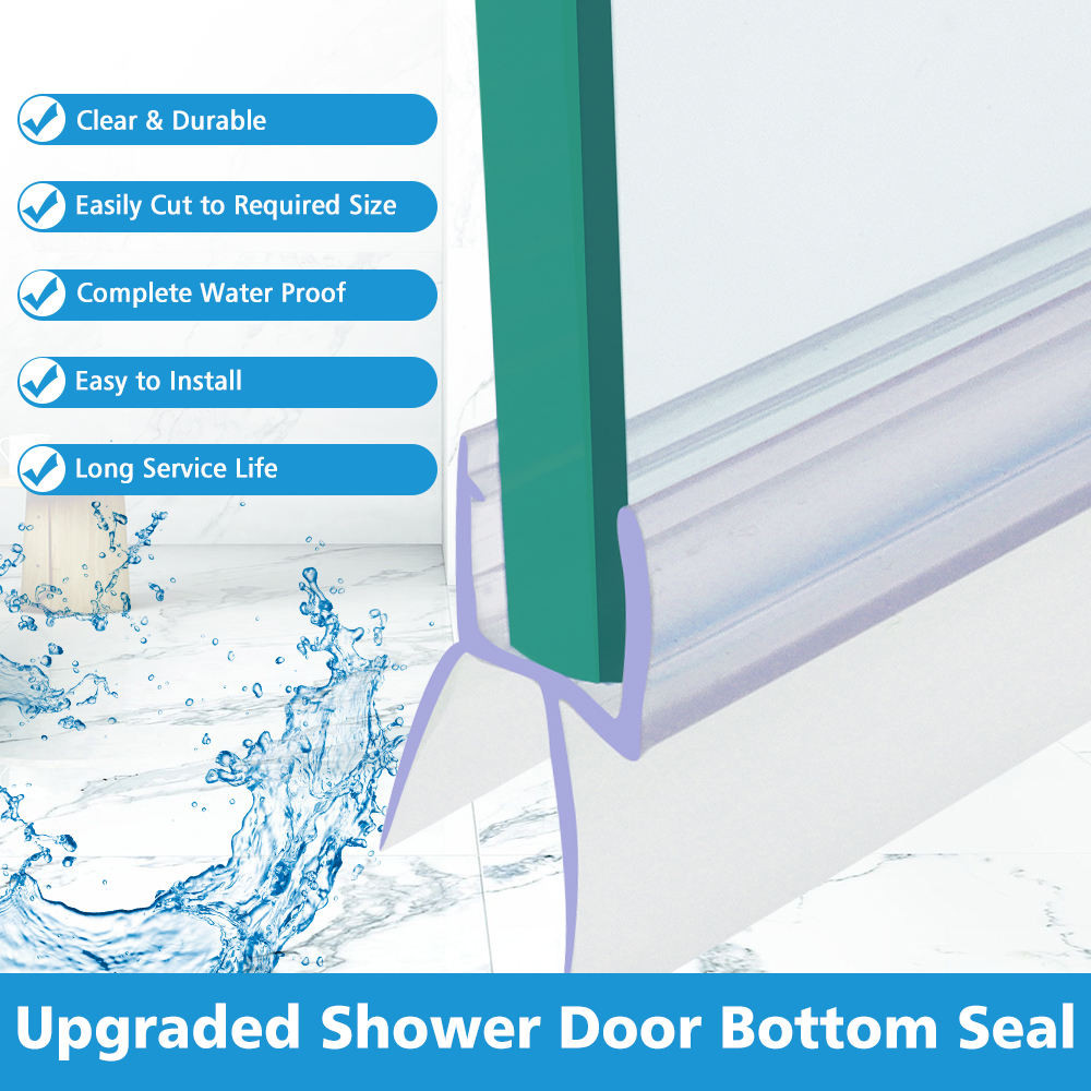 Viking Bath Ultra Clear Frameless Shower Door bottom seal for 3/8 inch thick glass  39 in length 5 pack  Keep water in the shower area