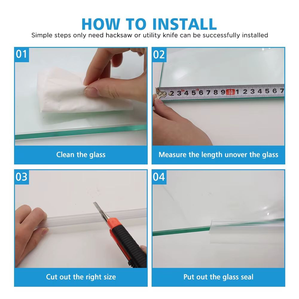 Viking Bath Ultra Clear Frameless Shower Door bottom seal for 3/8 inch thick glass  39 in length 5 pack  Keep water in the shower area