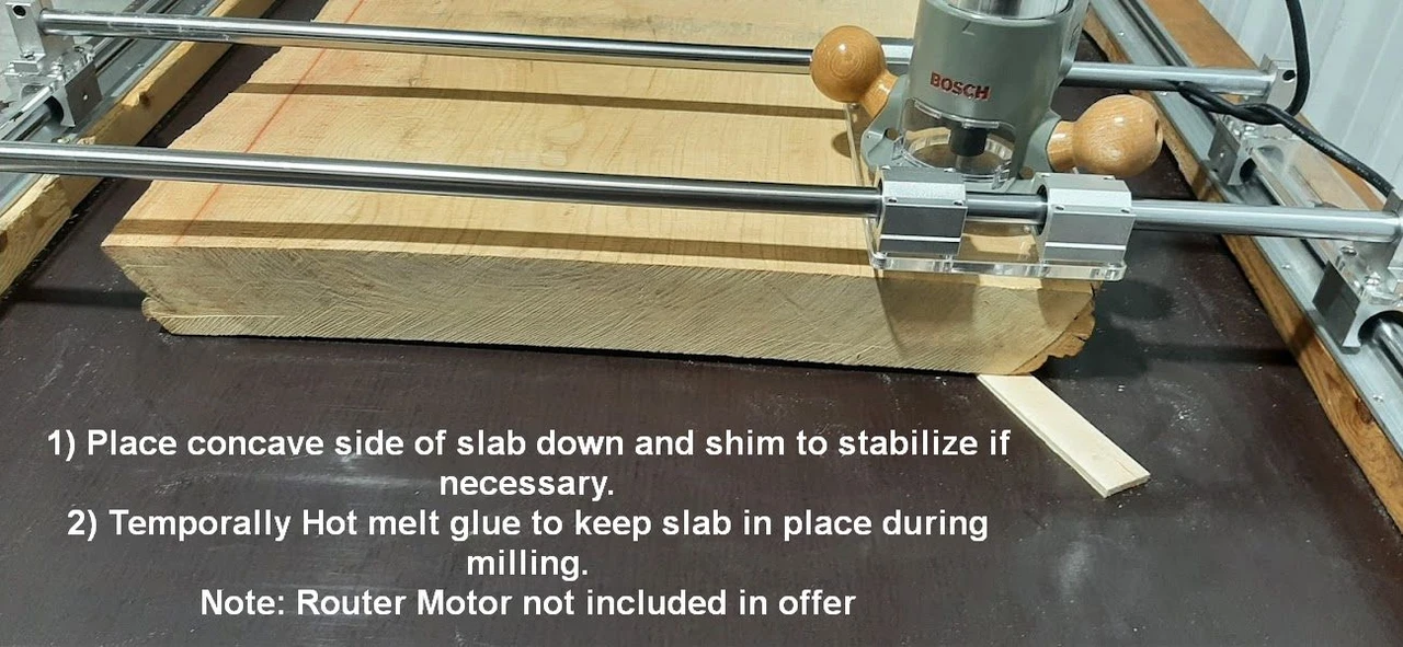 Natural Edge Slab Flattening Router Sled kit. Mill end grain cutting boards-wood slabs and epoxy pours with your router and the VMTW rail jig 30*48 nominal size for a slab up to 35.5*30