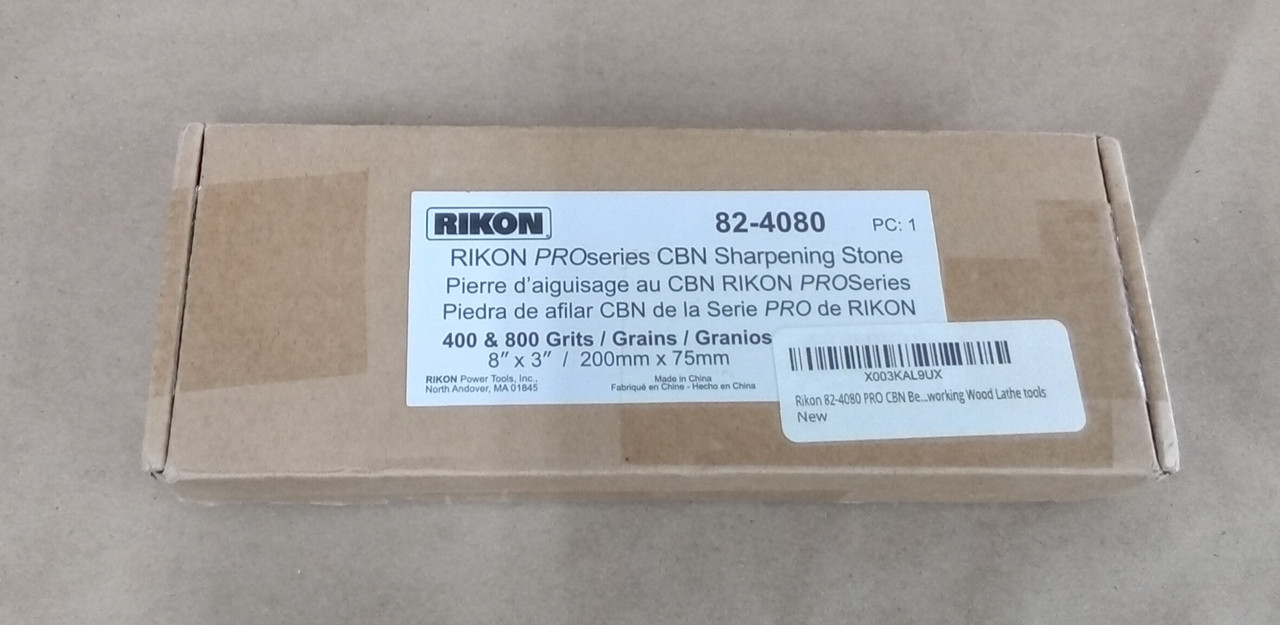 Rikon 82-4080 PRO CBN Bench Stone 8in x 3in 400 grit on one side and 800 grit on the other for high speed steel woodworking Wood Lathe tools
