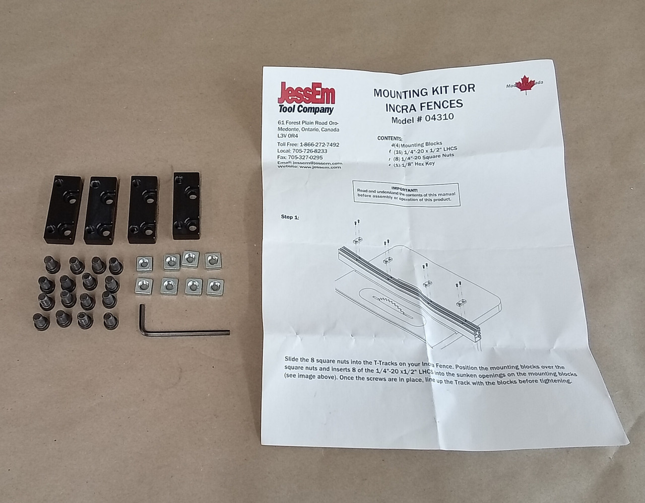 JessEm 04310 INCRA Fence Mounting Kit for Clear-Cut TS Stock Guides