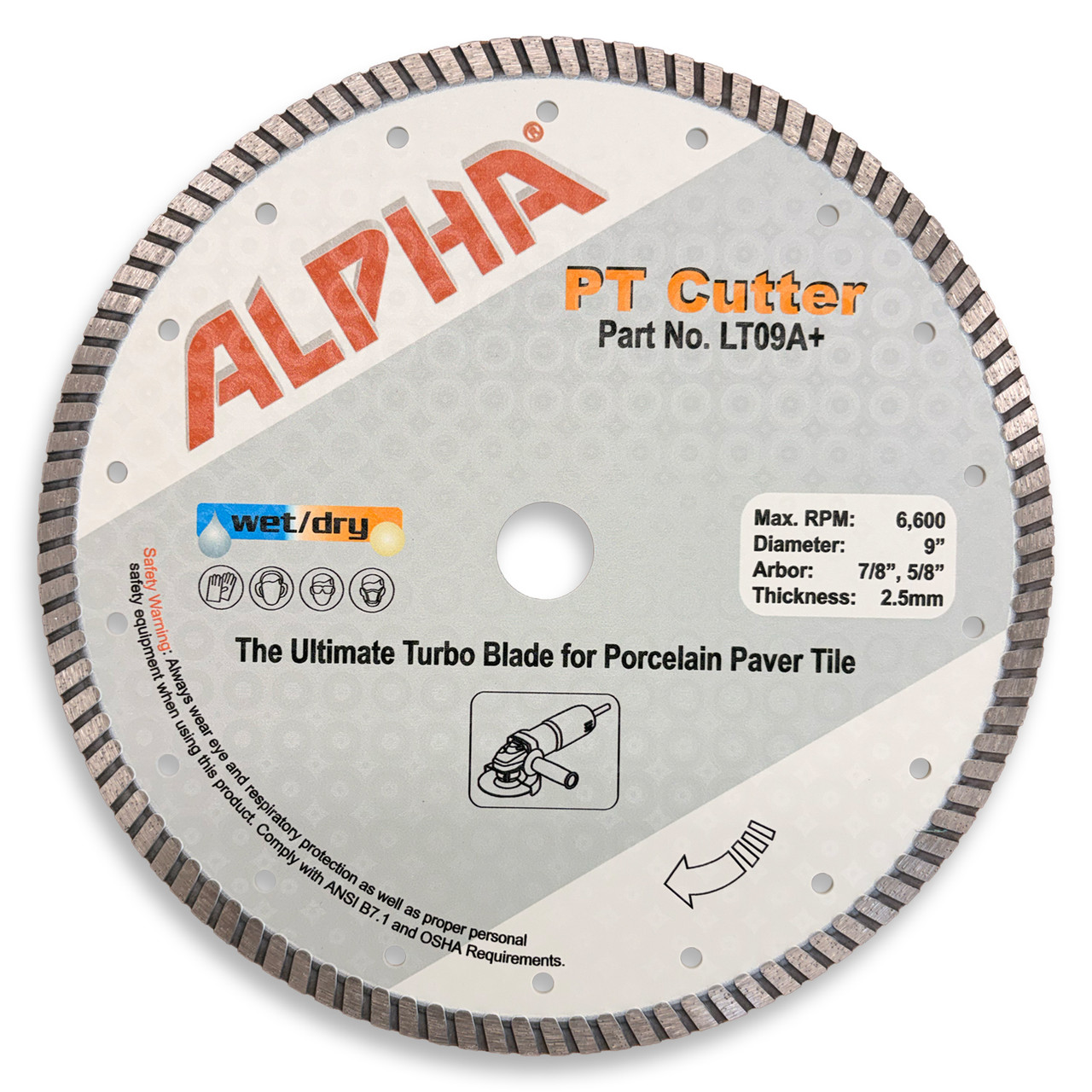 USED Alpha PT Cutter 09 inch Dry Cutting Turbo Blade LT09A+ *READ*