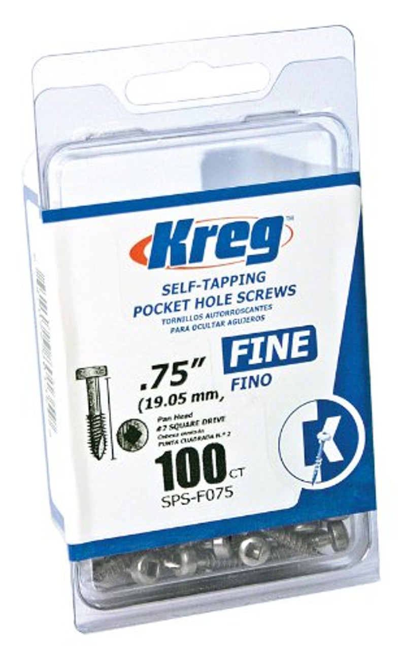Kreg SPS-F075-100 0.75-Inch No.6 Fine Thread Pan Head Pocket Screws, 100-Count