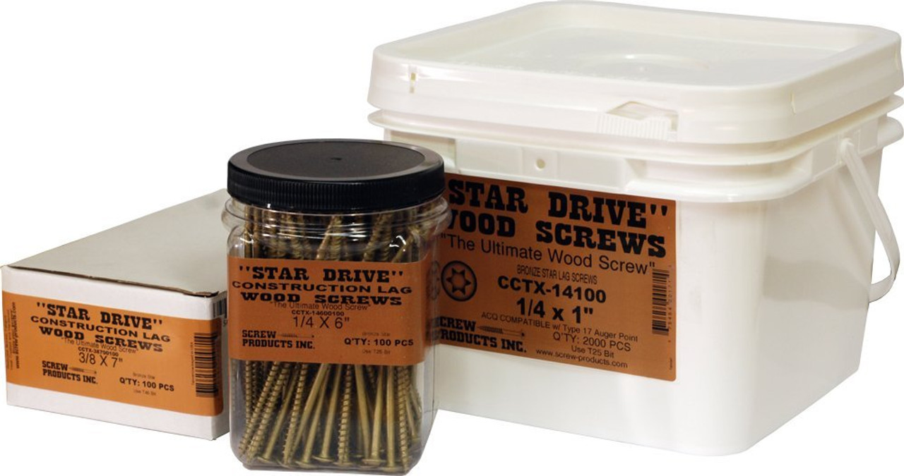 Screw Products, Inc. CCTX-14200-100 1/4-Inch X 2" Bronze Star Exterior Constr...