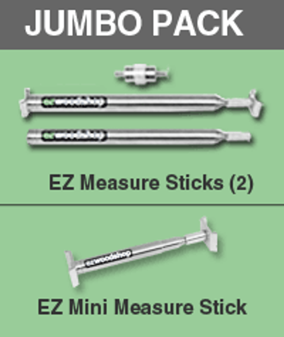 EZ Woodshop Measuring Stick Pkg for Inside Measuring - 1 Mini & 2 Large Sticks