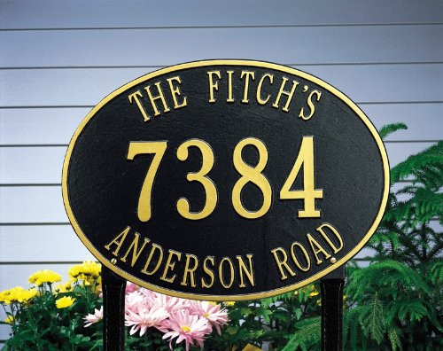 Whitehall 2921 Estate Three Line Hawthorne Oval Lawn Address Plaque