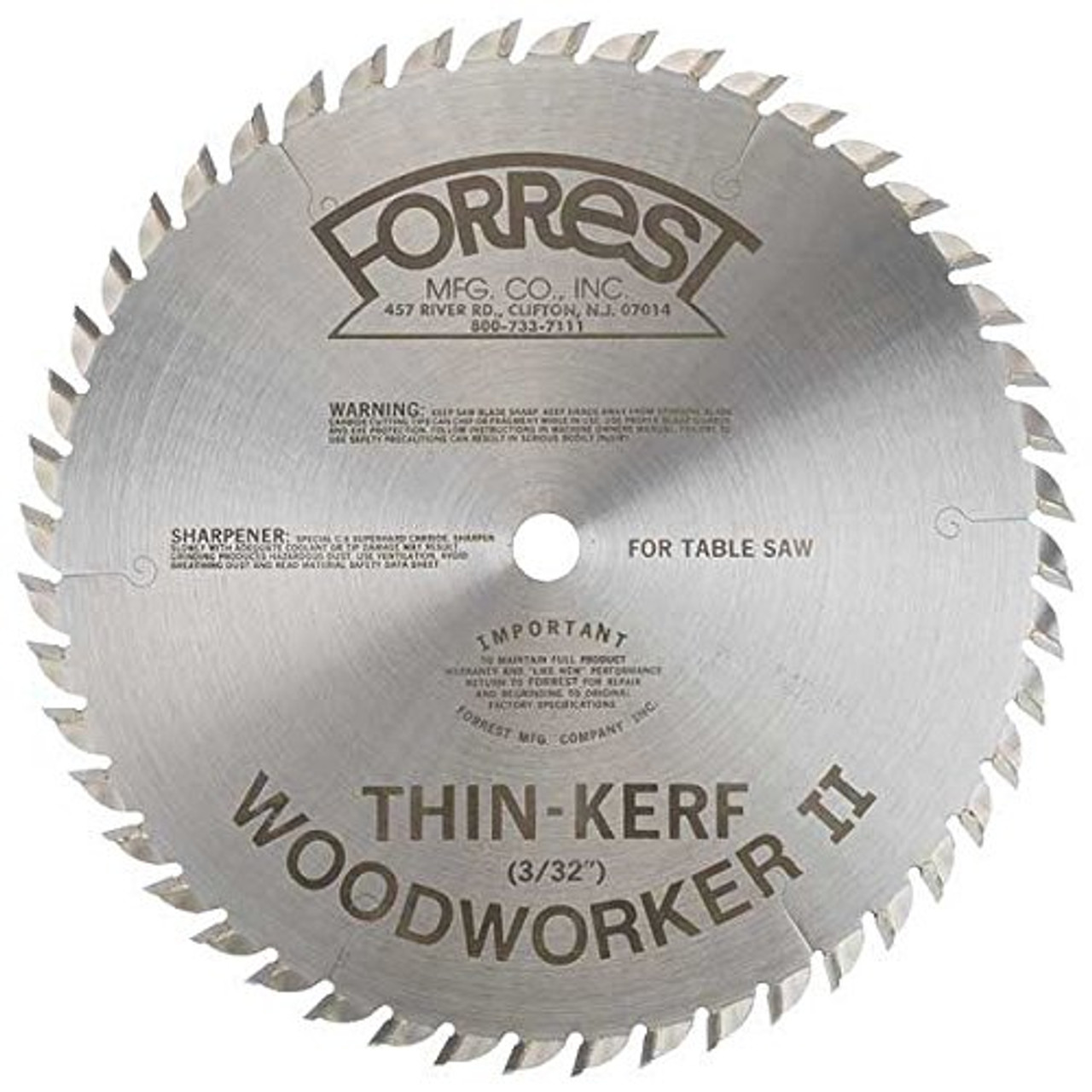 Forrest Woodworker II 10" 48 Tooth Thin Kerf Woodworking Table Saw blade