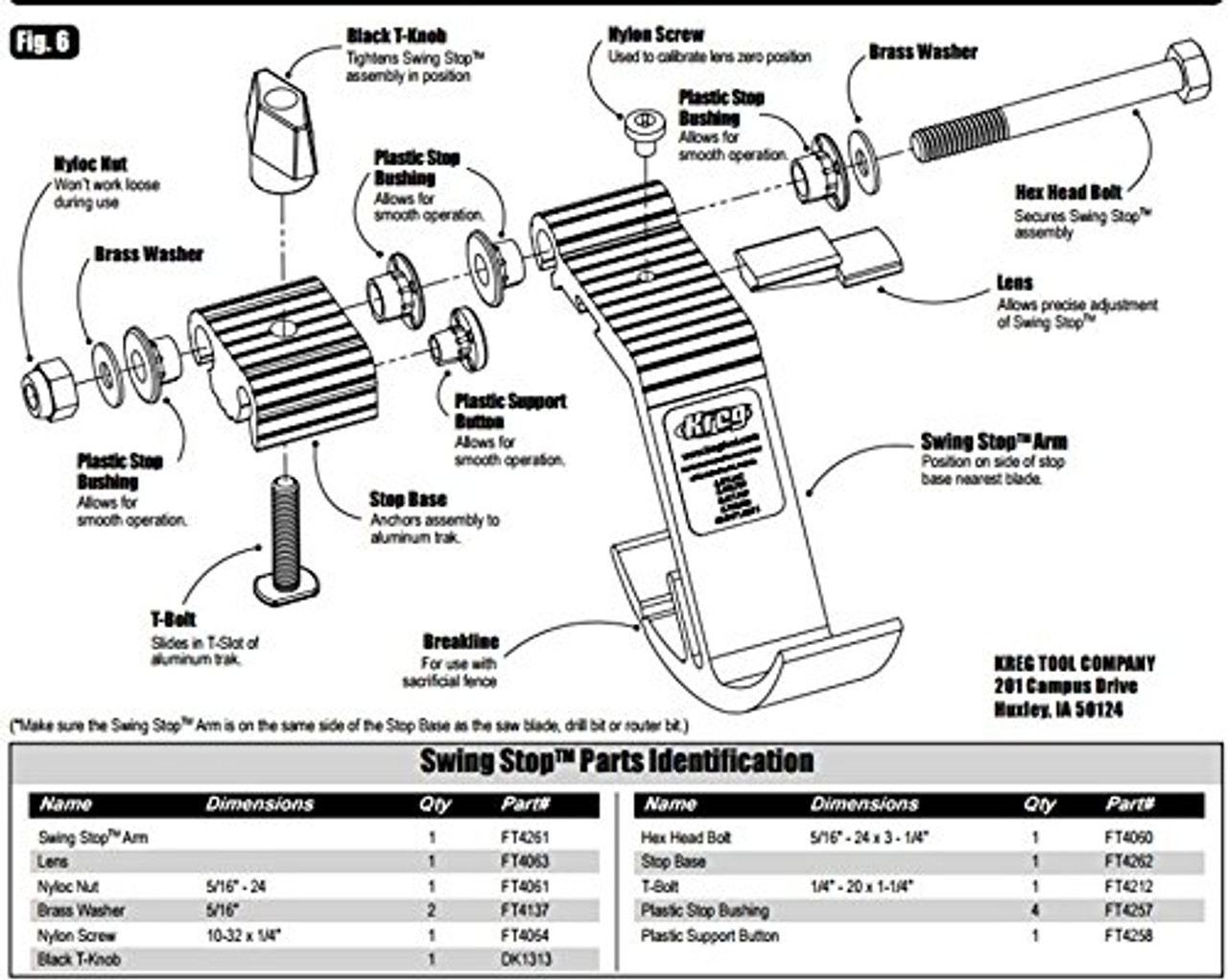 Kreg KMS7801 Standard Swing Stop