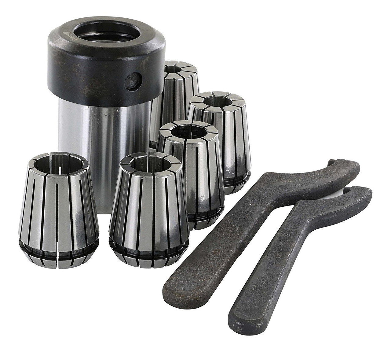 Beall Tool 1 in x 8 tpi Collet Chuck with Nut, Spanner Set & 5 ER-32 Collets