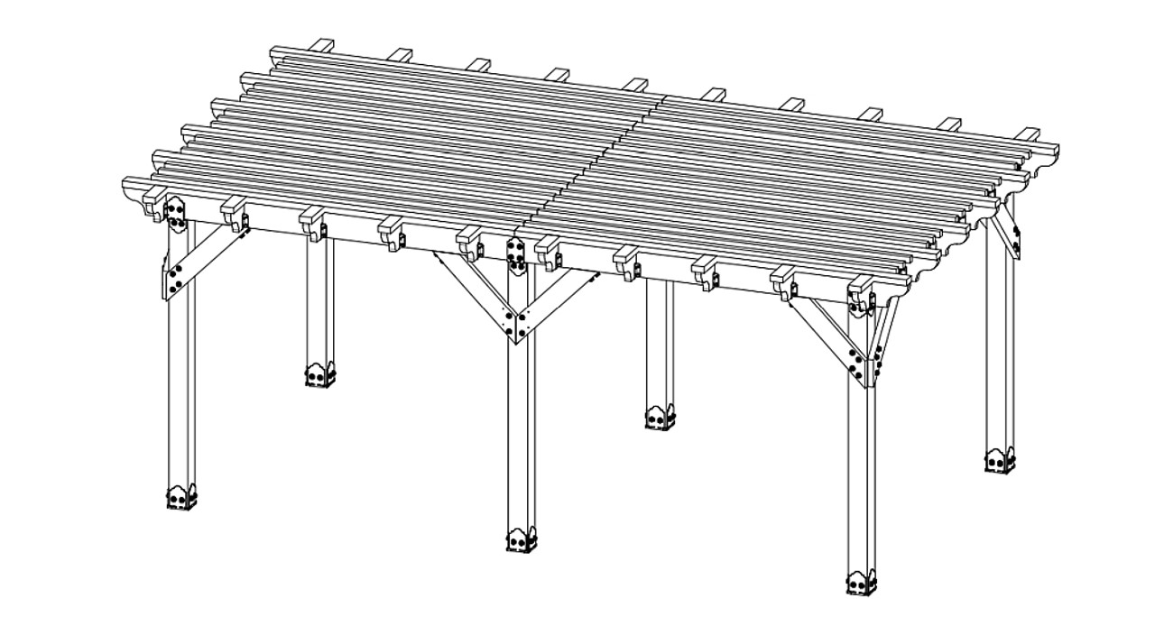 OZCO Building Products Project #327 Kit -- 12x20 Vineyard Pergola in Laredo Sunset