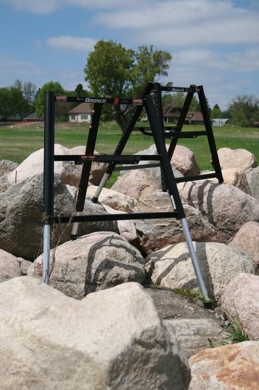 One Pair Bronco All Terrain Telescoping Sawhorses Miter Saw Stand