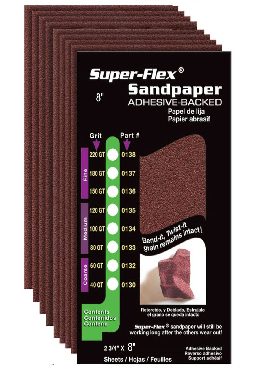 STYLE-LINE CORP INTL SUPER FLEX SANDPAPER 8-Inch, 60 Grit (8pk)